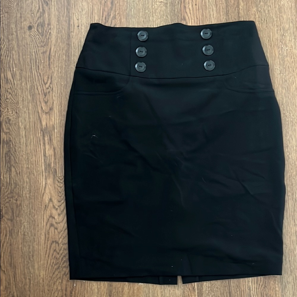Elegant Black Button-Detail Skirt